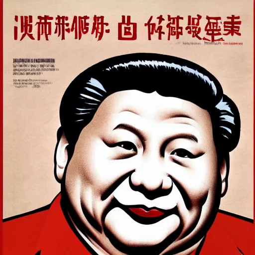 Image similar to xi jinping as communist clown, soviet propaganda style, vivid colors, detailed lines, dominating red color, detailed portrait