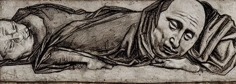 Image similar to dead putin, leonardo da vinci style