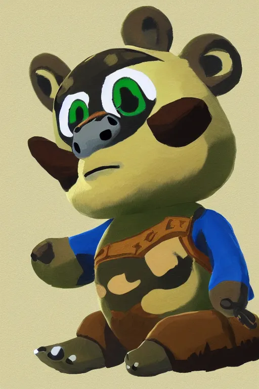 Image similar to an in game portrait of tom nook from the legend of zelda breath of the wild, breath of the wild art style.