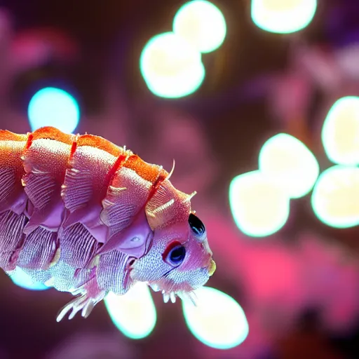 Prompt: Isopods partying at the club, disco lights, bokeh, fish in the background