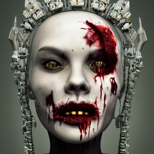 Prompt: the zombie queen, 4 k, intricate detailed, jaw dropping, gorgeous, surreal, octane render