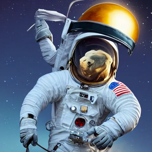 Image similar to An astronaut riding a horse in a photorealistic style