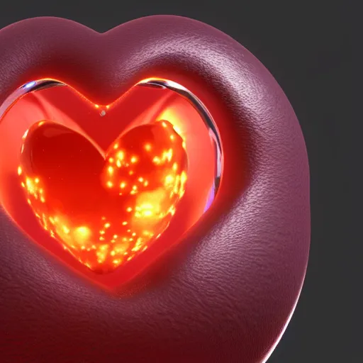 Image similar to 3d model of a crystalline anatomical heart with a flame inside, closeup, detailed, realistic, cinematic lighting, unreal engine, cgsociety, detailed