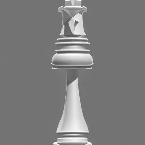 Image similar to a 3D polygon mesh model of a chess piece on a pedestal in a vast white room, courtesy of Centre Pompidou, archival pigment print