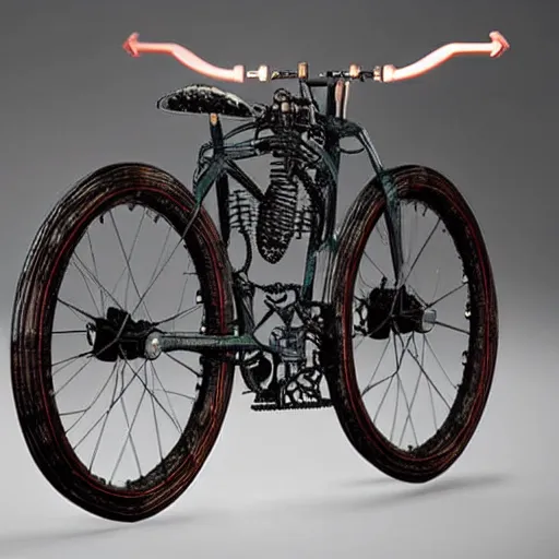 Prompt: bike made out of skull and bones, dark