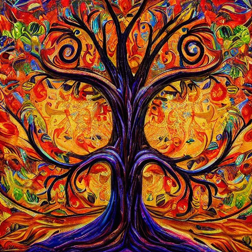 Image similar to tree of life 8 k 3 d 8 k resolution detailed painting maximalist