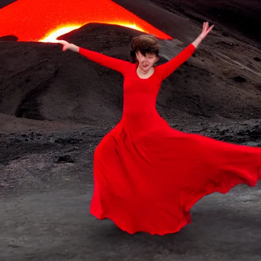 Image similar to dancing derwish in red on a volcano, wallpaper