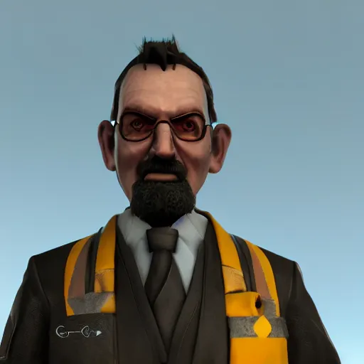 Image similar to g-man from half-life as a real world character, octane render, volumetric light,