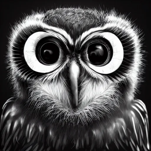 Image similar to “monkey owl with four eyes, realistic, hiperrealist, photorealist, intricate, sharp focus, cinematic lights, Artstation HQ, Deviantart trending, 4K UHD, masterpiece”