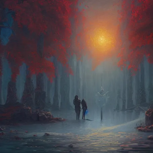 Prompt: autumn _ detailed _ landscape _ painting _ of _ irreconcilable _ personification _ by _ anato _ finnstark _ noah _ bradley _ raymond _ swanland _ and _ steven _ belledin _ 8 k