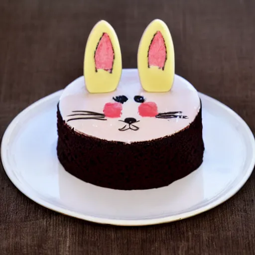 Prompt: a chocolate cake with bunny designs on it, Kodak photography