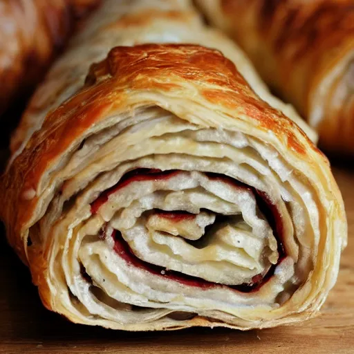 Image similar to ceaseless watcher, turn your gaze upon this wretched greggs sausage roll, horror, photograph