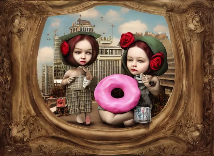 Image similar to the agent donut, lowbrow, matte painting, 3 - d highly detailed, in the style of mark ryden,