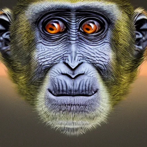 Image similar to a surrealist monkey