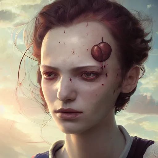 Prompt: epic portrait an beautiful woman wearing short sleeved sailor outfit, sweaty skin, hyperrealistic, expressive, emotional, moody, contre jour, octane render, cinematic, beautiful face and flawless skin, perfect hands, 5 fingers, by Edgar Maxence and Ross Tran and Michael Whelan, Legends of Runeterra