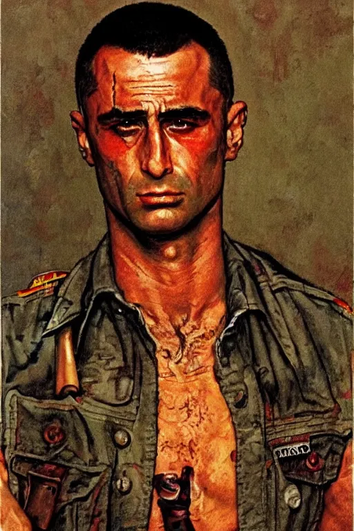 Image similar to travis bickle from taxi driver movie painted by Norman Rockwell