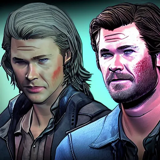 Prompt: portrait of chris hemsworth in style of telltale games the walking dead