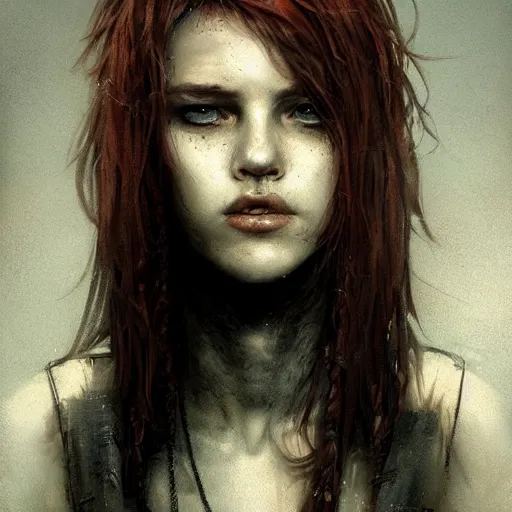 Image similar to teenage grunge punk rock, character headshot concept art, sharp, digital matte painting, art by luis royo, greg rutkowski, wlop, dramatic lighting, trending on artstation