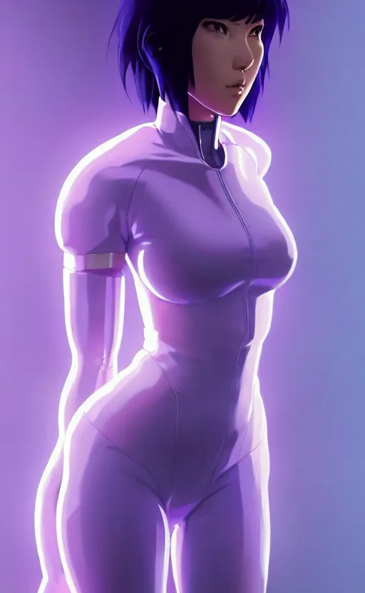 Image similar to a fullbody portrait of motoko kusanagi ghost in the shell, finely detailed features : : gits sac twenty forty five netflix : : by ilya kuvshinov, rossdraws, artgerm, sola digital arts, production ig, volumetric lighting, anti aliasing, raytracing : :