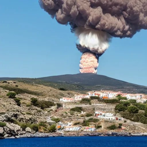 Image similar to nuke bomb in the mountain of cadaques village exploding