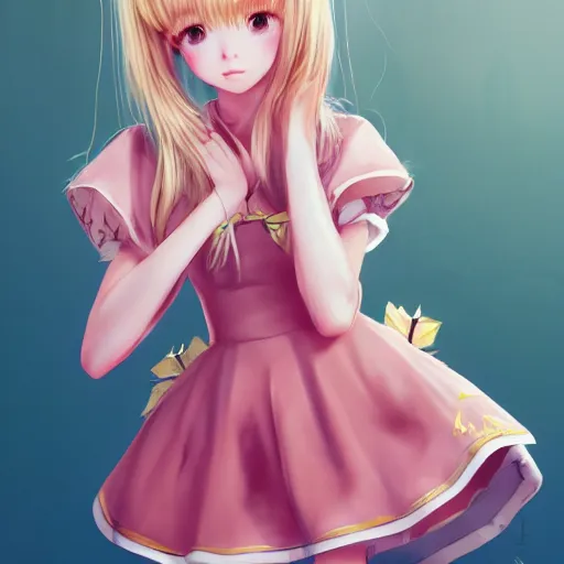 Image similar to realistic beautiful gorgeous natural cute Blackpink Lalisa Manoban blonde hair cute fur blonde cat ears in maid dress outfit golden eyes artwork drawn full HD 4K highest quality in artstyle by professional artists WLOP, Taejune Kim, Guweiz, ArtGerm on Artstation Pixiv