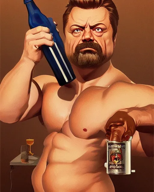 Prompt: gigachad ron swanson bodybuilder holding a keg of beer in final fight ocean by ilya kuvshinov, ernest khalimov body by krista sudmalis, fantasy character portrait, ultra realistic, concept art, intricate details, elegent, digital painting, smooth, sharp focus, illustration, art by artgerm and greg rutkowski and alphonse mucha, artstation