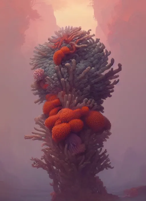 Prompt: Helmet of a forgotten Deity, clowing corals and sea anemone, extremly detailed digital painting, in the style of Fenghua Zhong and Ruan Jia and jeremy lipking and Peter Mohrbacher, mystical colors, rim light, beautiful lighting, 8k, stunning scene, raytracing, octane, trending on artstation