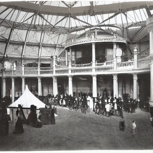 Prompt: dslr professional photo inside the 1 8 6 4 chicago worlds fair