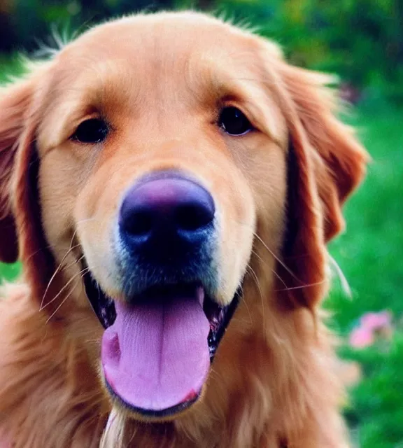 Image similar to a 4 k photorealistic photo medium shot of a golden retriever..