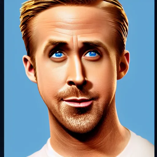 Prompt: Ryan Gosling as Ken from Barbie, as animated by Dreamworks, Movie poster, blue background