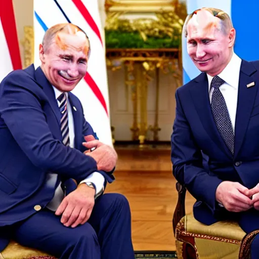 Prompt: Biden and putin as conjoined twins in daipers