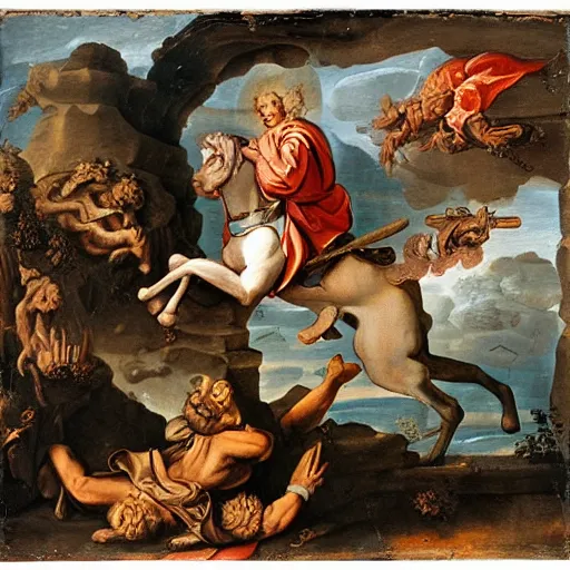 Prompt: St. George slays the last dragon, Rococo