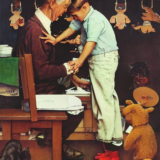 Prompt: norman rockwell painting of fred rodgers