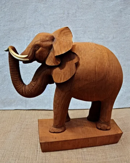 Image similar to wooden carving statue of an elephant, product picture, ebay listing thumbnail