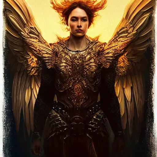 Image similar to Majestic and regal portrait of Archangel Michael, intricate, epic, elegant, menacing, fantasy, highly detailed, digital painting, hard focus, beautiful volumetric lighting, epic light, ultra detailed, by Leesha Hannigan, Ross Tran, Thierry Doizon, Kai Carpenter, Ignacio Fernández Ríos