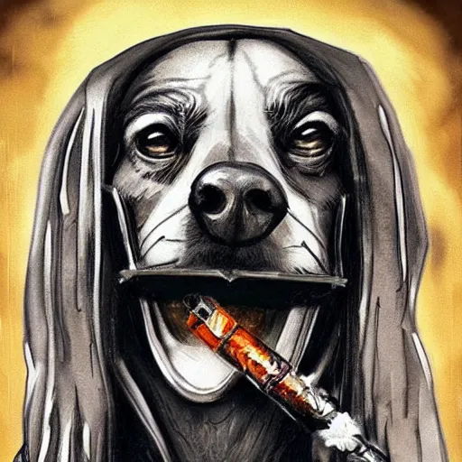 Image similar to beautiful snoop dog smoking a blunt, world of warcraft, artstation concept art