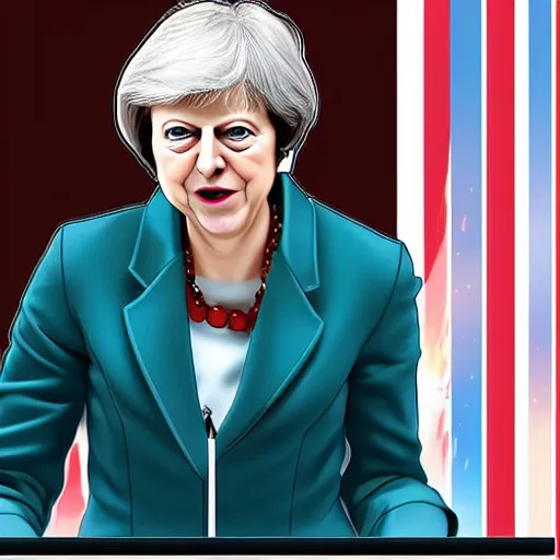 Prompt: theresa may as an anime girl