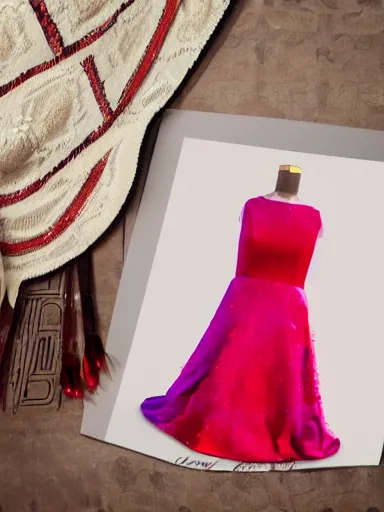 Prompt: studio photograph of a beautiful dress, pink and red color scheme, vivid colors, photorealist, 4 k