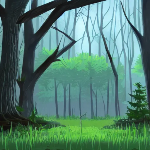 Image similar to a clearing in a forest in the style of a lucas arts point and click adventure game