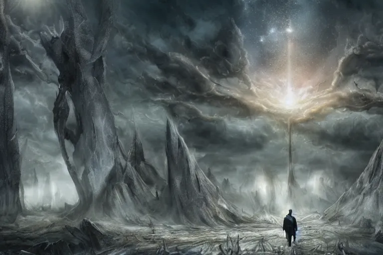 Prompt: the end of the universe, big crunch, end times apocalypse y yjessica rossier and hr giger