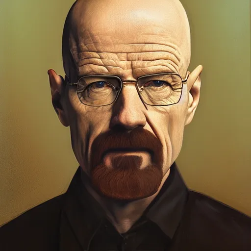 Image similar to walter white, oil painting, octane render, 8 0 s camera, portrait