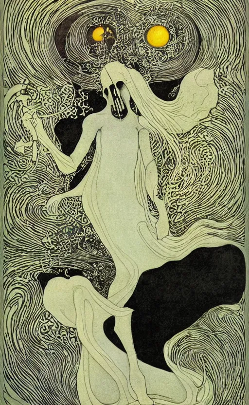 Prompt: the grime reaper of lost sand by kay nielsen