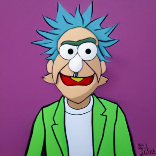 Image similar to Rick Sanchez depicted as a muppet, photo realism