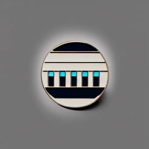 Image similar to a photo of a retro art deco minimalistic clean fire warning enamel pin, studio lighting, behance