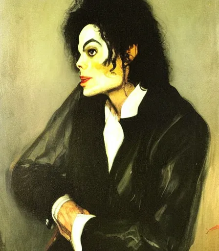 Image similar to portrait of michael jackson by george bellows, high quality, high detail