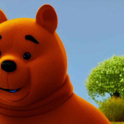 Image similar to Xi Jinping and Winnie the Pooh hybrid, hyper realistic, photo, octane render, 8K, cinematic