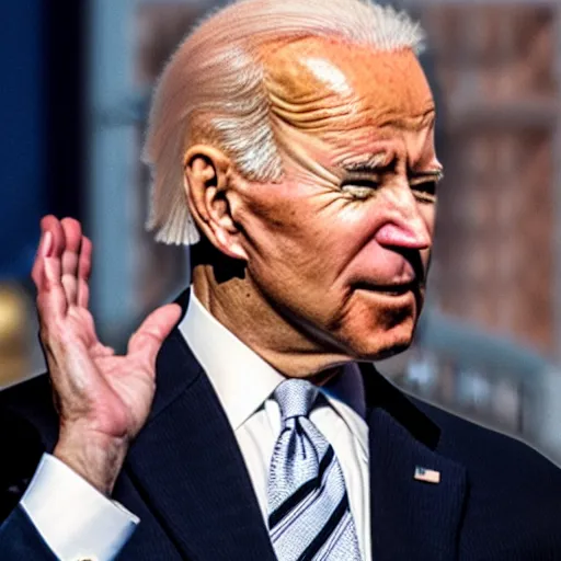 Image similar to joe biden sniffing a pile of hair