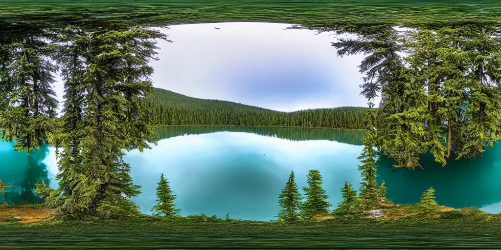 Prompt: 3 6 0 panorama of a canadian lake