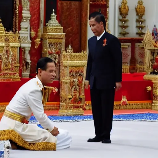 Image similar to Vajiralongkorn wearing a diaper during holy ceremony