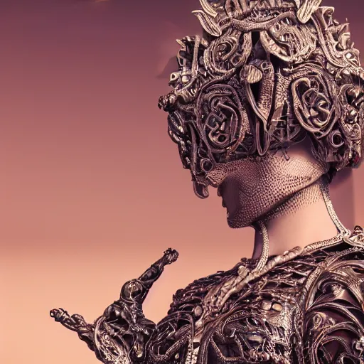 Image similar to the queen of metal, 4 k, intricate detailed, jaw dropping, gorgeous, surreal, octane render